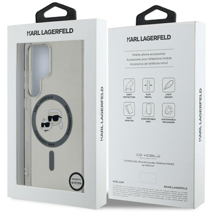 Custodia MagSafe per Samsung Galaxy S25 Ultra S938, Karl Lagerfeld, IML Metal Karl & Choupette's Heads, Nera