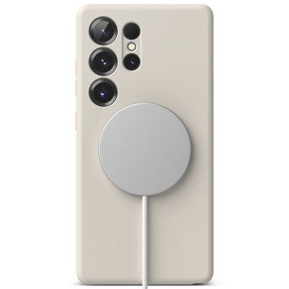 Custodia MagSafe per Samsung Galaxy S25 Ultra S938, Ringke, Silicone, Crema