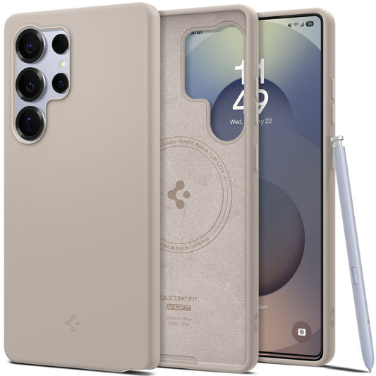 Custodia MagSafe per Samsung Galaxy S25 Ultra S938, Spigen, Silicone Fit, Beige