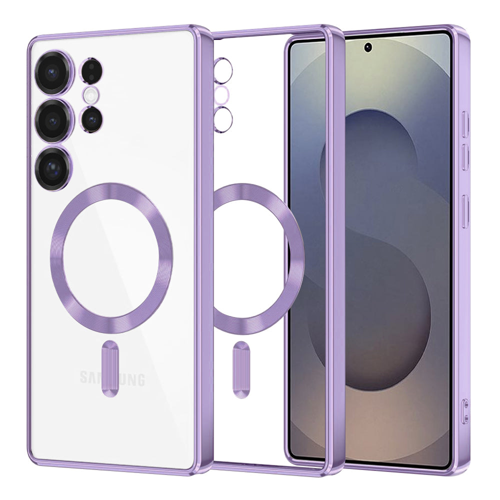 Custodia MagSafe per Samsung Galaxy S25 Ultra S938, Techsuit, Luxury Crystal, Viola Chiaro