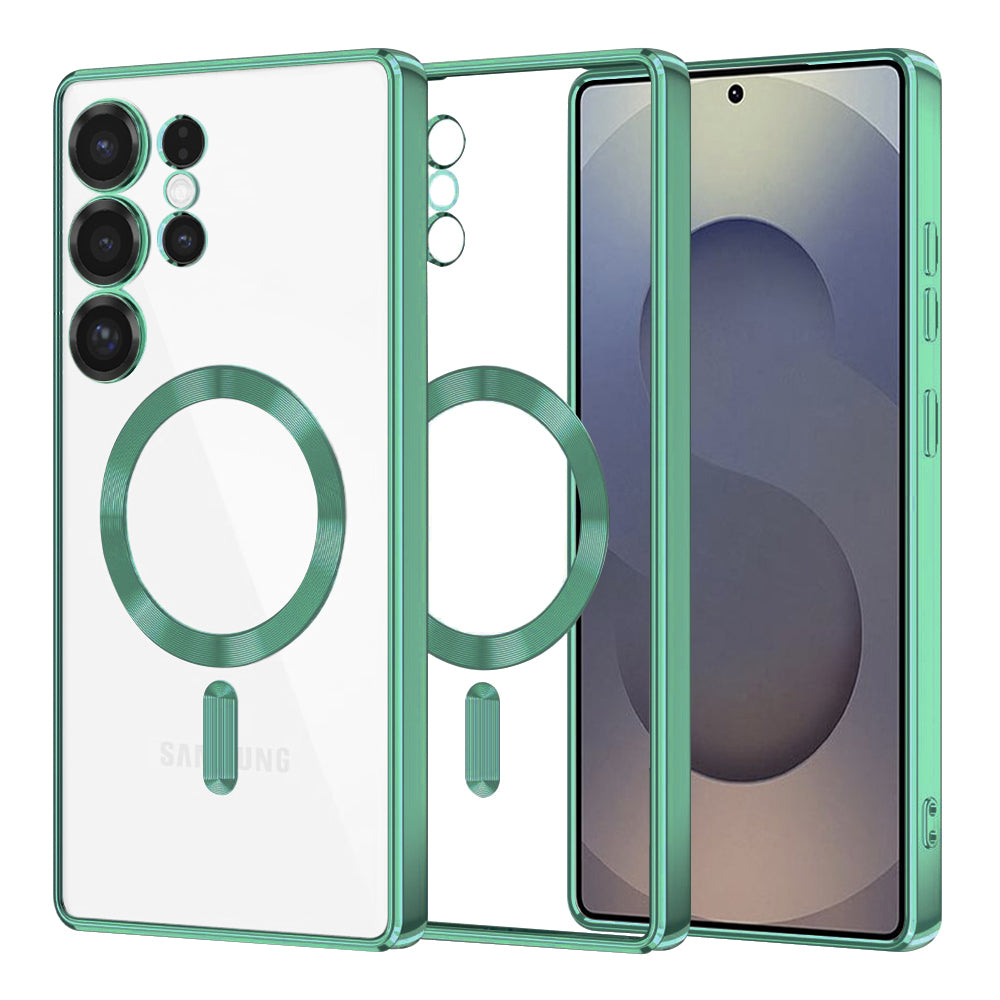 Custodia MagSafe per Samsung Galaxy S25 Ultra S938, Techsuit, Luxury Crystal, Verde Chiaro