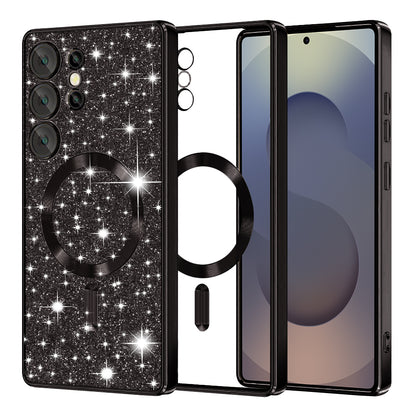 Custodia MagSafe per Samsung Galaxy S25 Ultra S938, Techsuit, Luxury Glitter, Nera