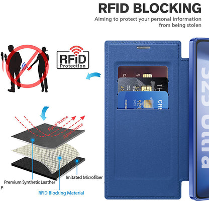 Custodia MagSafe per Samsung Galaxy S25 Ultra S938, Techsuit, SmartMag Book, Blu