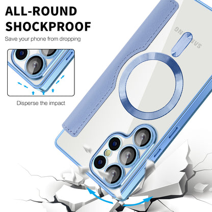 Custodia MagSafe per Samsung Galaxy S25 Ultra S938, Techsuit, SmartMag Book, Blu