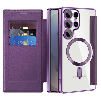 Custodia MagSafe per Samsung Galaxy S25 Ultra S938, Techsuit, SmartMag Book, Viola