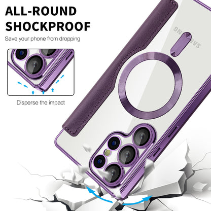 Custodia MagSafe per Samsung Galaxy S25 Ultra S938, Techsuit, SmartMag Book, Viola