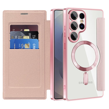 Custodia MagSafe per Samsung Galaxy S25 Ultra S938, Techsuit, SmartMag Book, Rosa