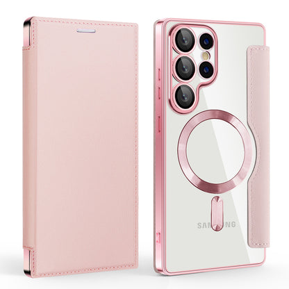 Custodia MagSafe per Samsung Galaxy S25 Ultra S938, Techsuit, SmartMag Book, Rosa