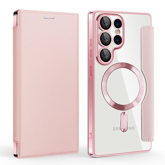 Custodia MagSafe per Samsung Galaxy S25 Ultra S938, Techsuit, SmartMag Book, Rosa