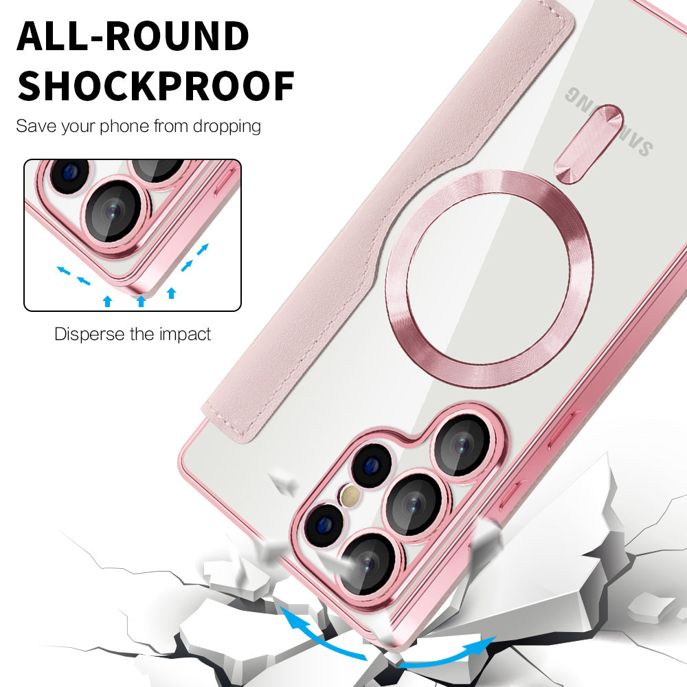 Custodia MagSafe per Samsung Galaxy S25 Ultra S938, Techsuit, SmartMag Book, Rosa
