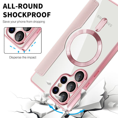 Custodia MagSafe per Samsung Galaxy S25 Ultra S938, Techsuit, SmartMag Book, Rosa