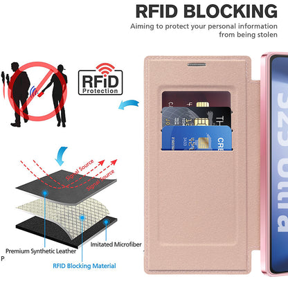 Custodia MagSafe per Samsung Galaxy S25 Ultra S938, Techsuit, SmartMag Book, Rosa