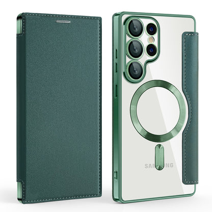 Custodia MagSafe per Samsung Galaxy S25 Ultra S938, Techsuit, SmartMag Book, Verde