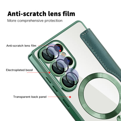 Custodia MagSafe per Samsung Galaxy S25 Ultra S938, Techsuit, SmartMag Book, Verde