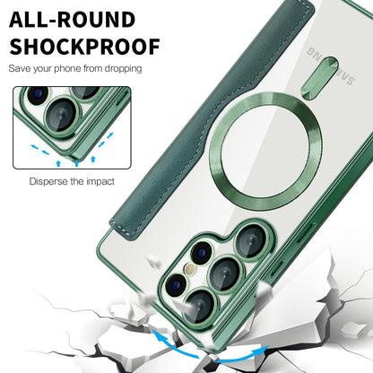 Custodia MagSafe per Samsung Galaxy S25 Ultra S938, Techsuit, SmartMag Book, Verde