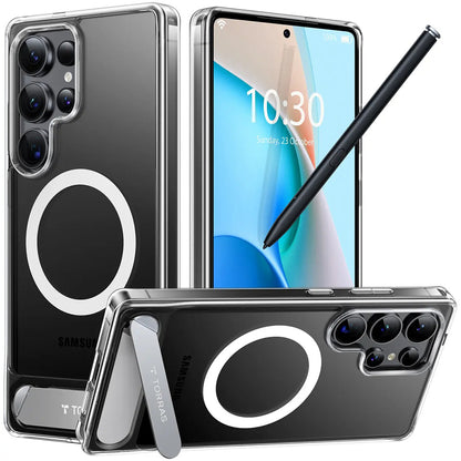 Custodia MagSafe per Samsung Galaxy S25 Ultra S938, Torras, Pstand, Trasparente