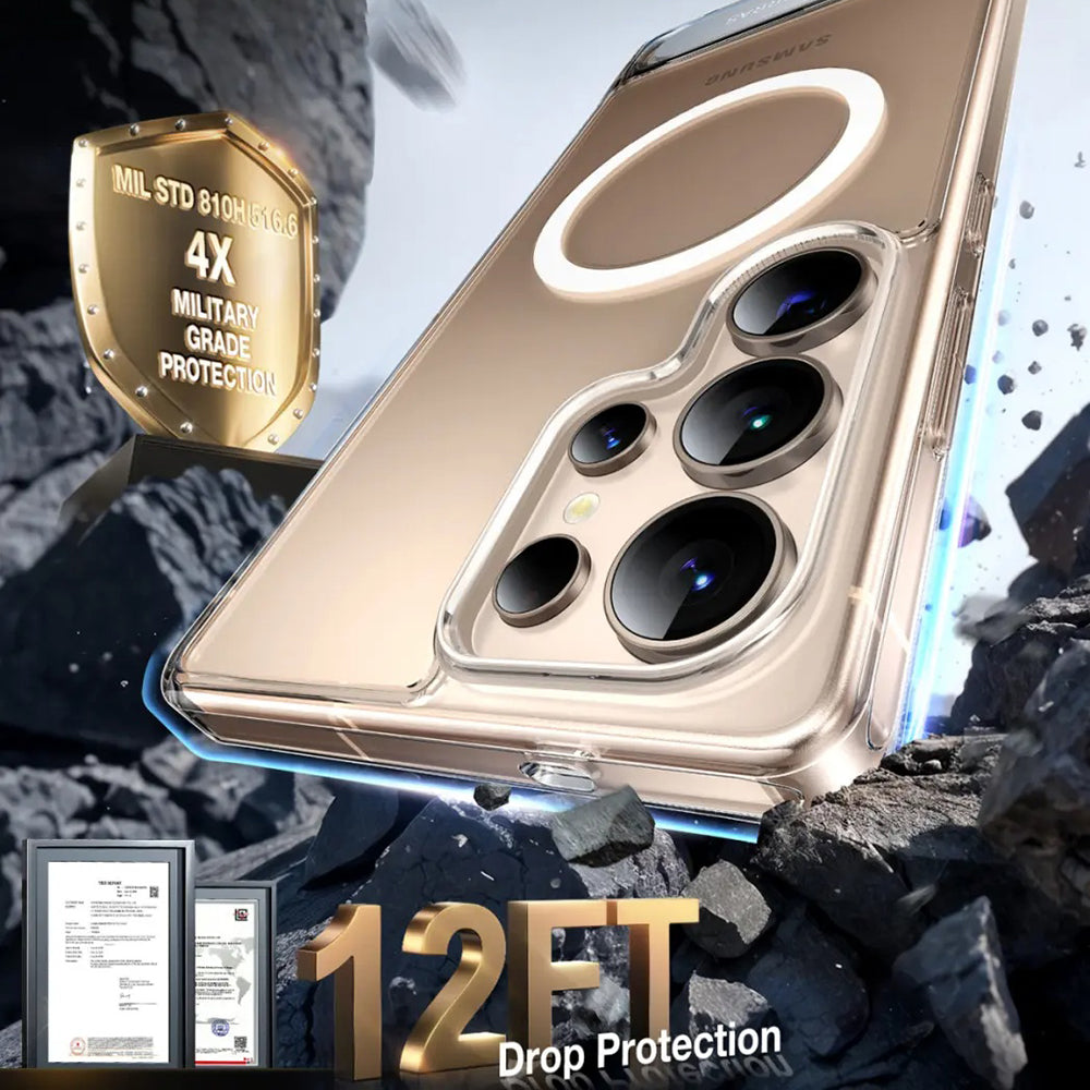 Custodia MagSafe per Samsung Galaxy S25 Ultra S938, Torras, Pstand, Trasparente