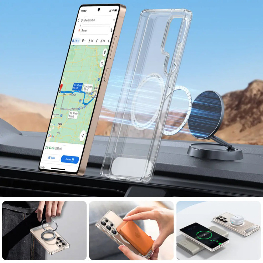 Custodia MagSafe per Samsung Galaxy S25 Ultra S938, Torras, Pstand, Trasparente