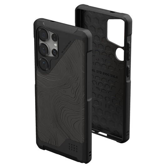 Custodia MagSafe per Samsung Galaxy S25 Ultra S938, Urban Armor Gear, Metropolis LT Topography, Nera