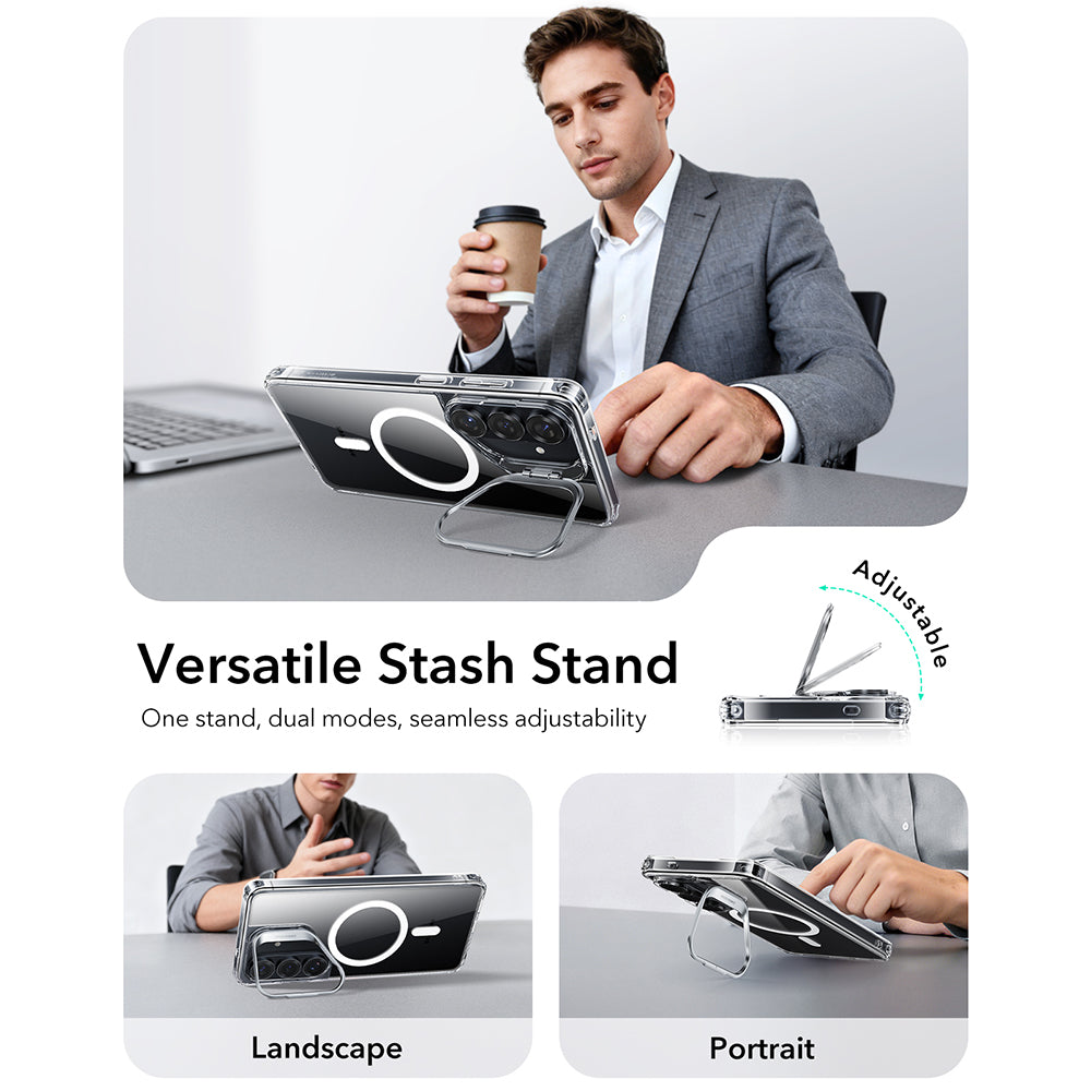 Custodia MagSafe per Samsung Galaxy S26 S942, ESR, Classic Hybrid Kickstand, Trasparente