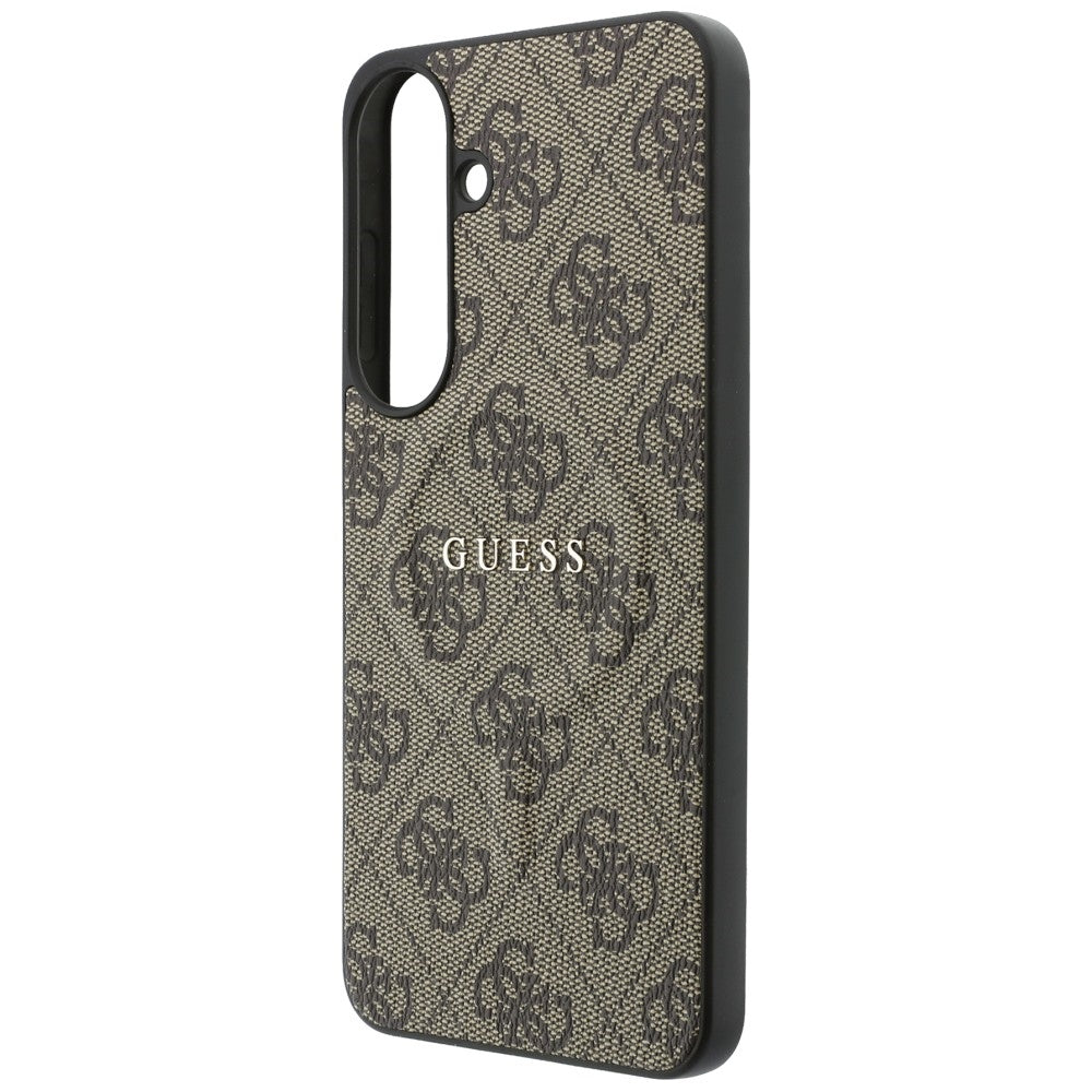 Custodia MagSafe per Samsung Galaxy S26 FE S741, Guess, 4G Embossed Ring Classic Logo, Marrone