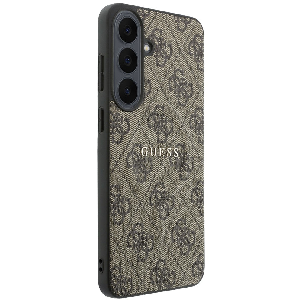 Custodia MagSafe per Samsung Galaxy S26 FE S741, Guess, 4G Embossed Ring Classic Logo, Marrone