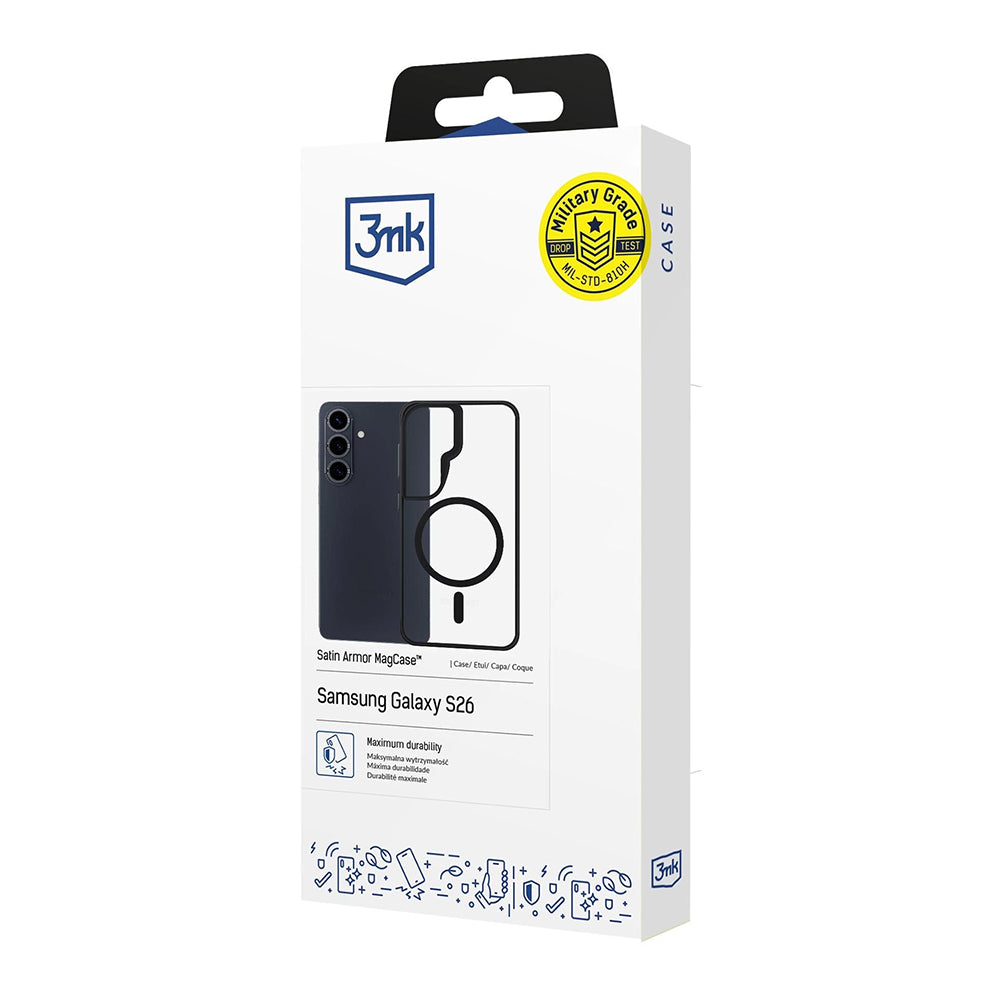 Custodia MagSafe per Samsung Galaxy S26 Plus, 3MK, Satin Armor, Trasparente