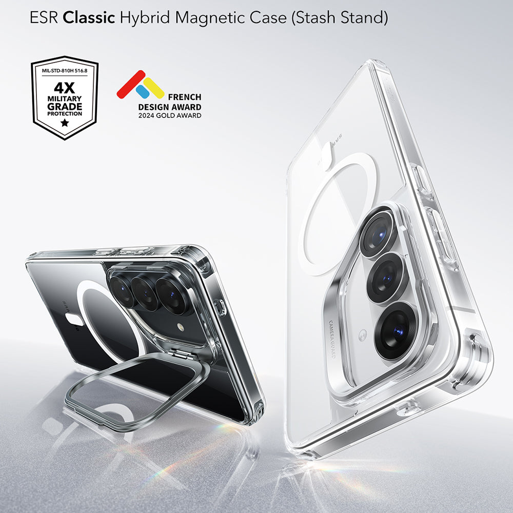 Custodia MagSafe per Samsung Galaxy S26 Plus S947, ESR, Classic Hybrid Kickstand, Trasparente