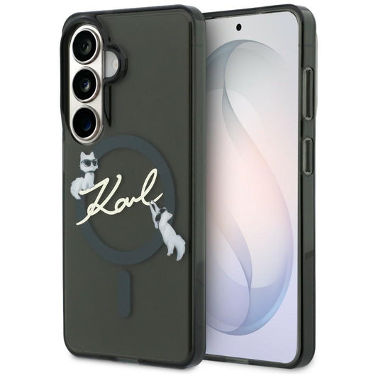 Custodia MagSafe per Samsung Galaxy S26 Plus S947, Karl Lagerfeld, IML Choupette Karl Script Logo, Nera