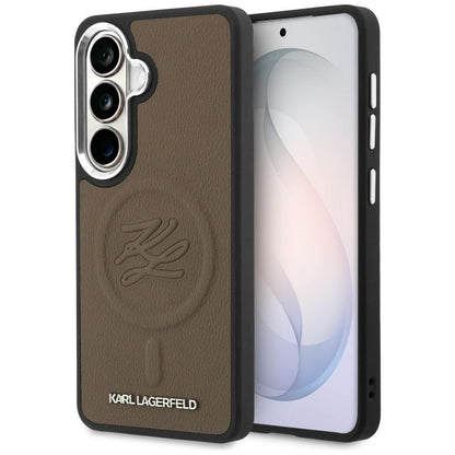 Custodia MagSafe per Samsung Galaxy S26 Plus S947, Karl Lagerfeld, Initial Logo Debossed, Marrone
