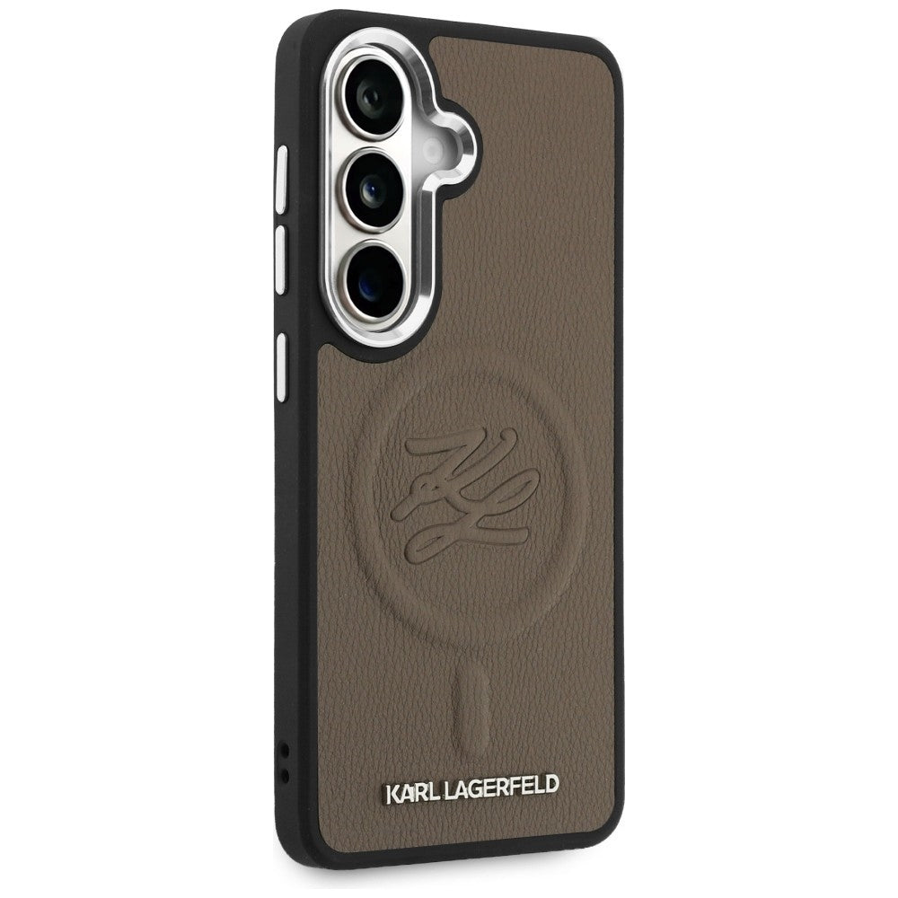 Custodia MagSafe per Samsung Galaxy S26 Plus S947, Karl Lagerfeld, Initial Logo Debossed, Marrone