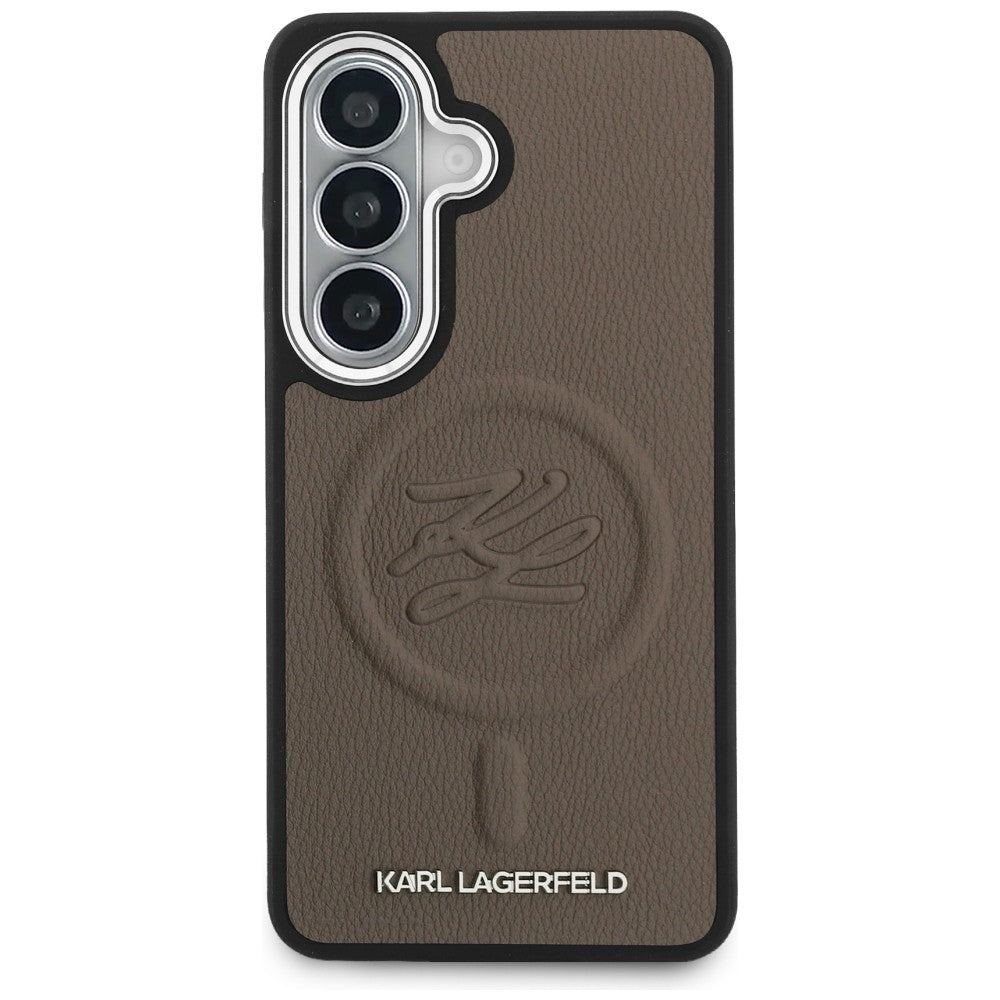 Custodia MagSafe per Samsung Galaxy S26 Plus S947, Karl Lagerfeld, Initial Logo Debossed, Marrone