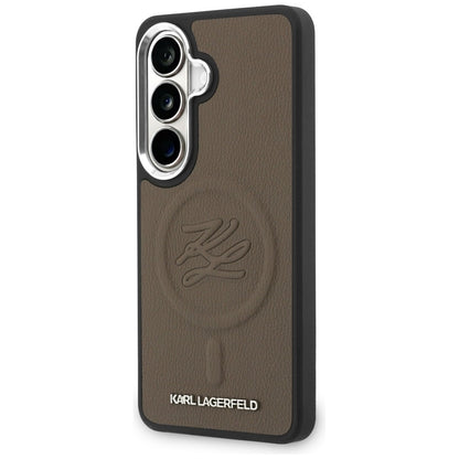 Custodia MagSafe per Samsung Galaxy S26 Plus S947, Karl Lagerfeld, Initial Logo Debossed, Marrone