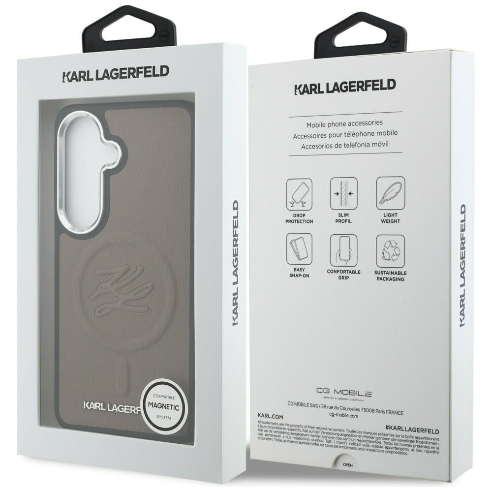 Custodia MagSafe per Samsung Galaxy S26 Plus S947, Karl Lagerfeld, Initial Logo Debossed, Marrone