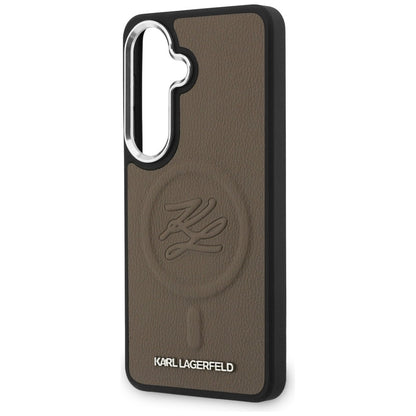 Custodia MagSafe per Samsung Galaxy S26 Plus S947, Karl Lagerfeld, Initial Logo Debossed, Marrone
