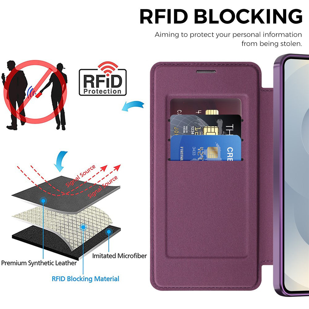 MagSafe Case for Samsung Galaxy S26 Plus S947, Techsuit, SmartMag Book, Purple