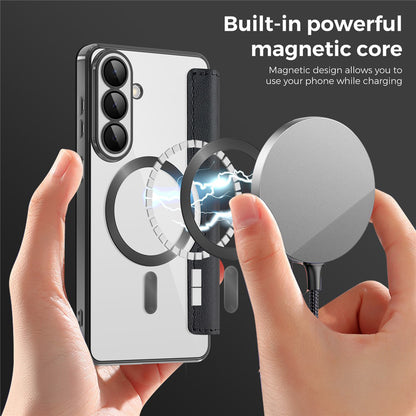 Custodia MagSafe per Samsung Galaxy S26 Plus, Techsuit, SmartMag Book, Nera