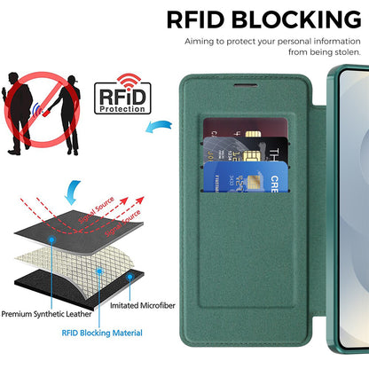 Custodia MagSafe per Samsung Galaxy S26 Plus, Techsuit, SmartMag Book, Verde