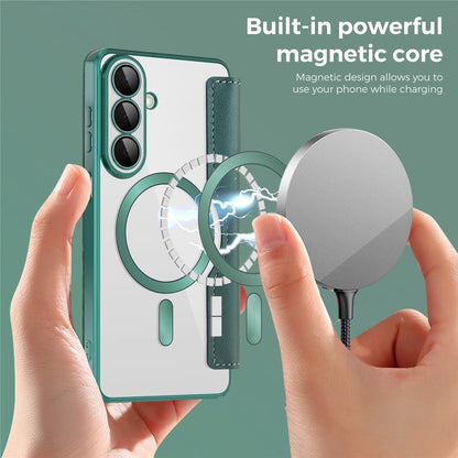 Custodia MagSafe per Samsung Galaxy S26 Plus, Techsuit, SmartMag Book, Verde