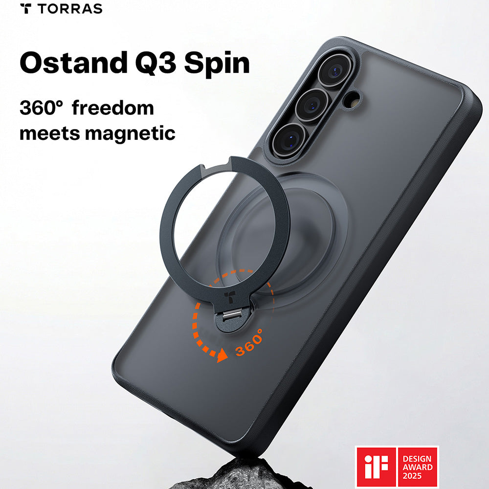 Custodia MagSafe per Samsung Galaxy S26 Plus, Torras, Ostand Spin, Nera
