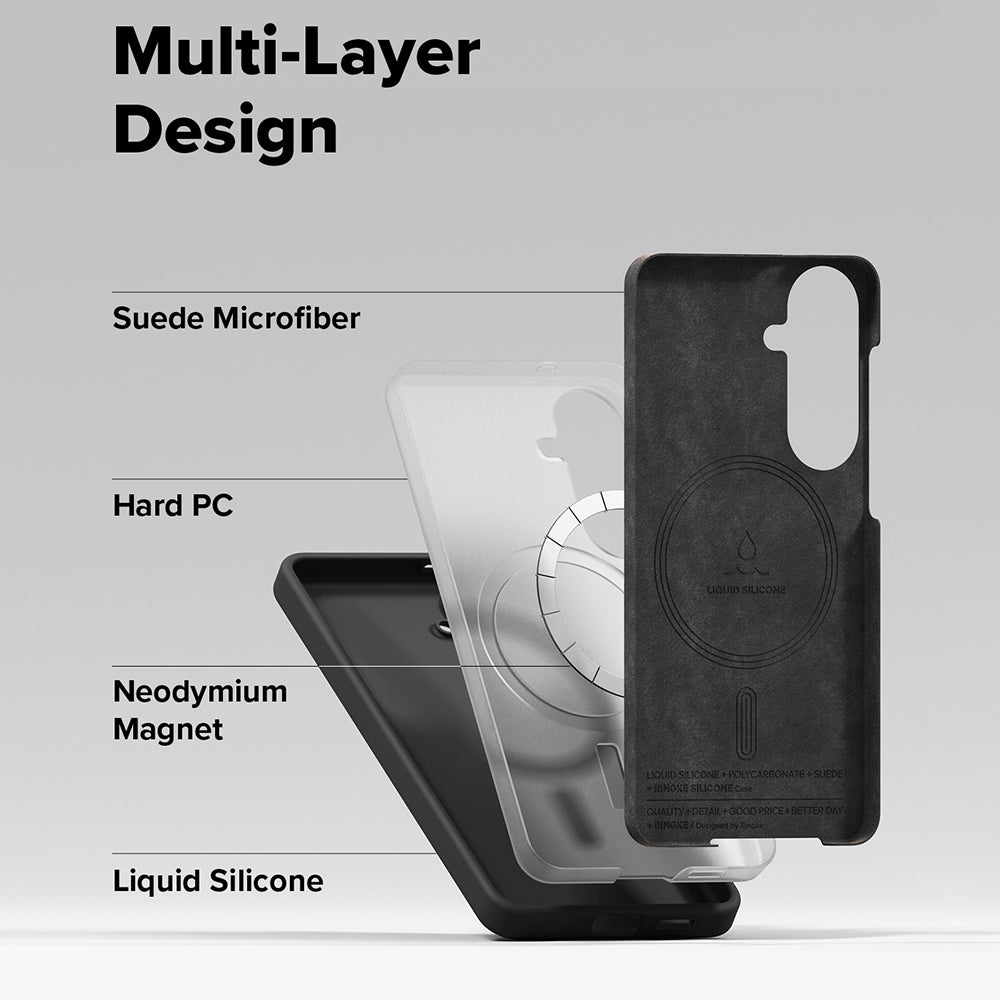 Custodia MagSafe per Samsung Galaxy S26 S942, Ringke, Silicone, Nera