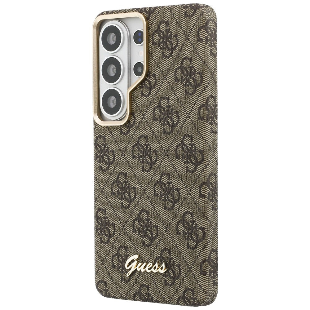 Custodia MagSafe per Samsung Galaxy S26 S942, Guess, 4G Script Logo, Marrone