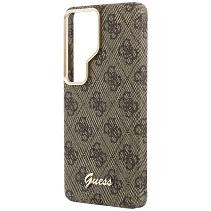 Custodia MagSafe per Samsung Galaxy S26 S942, Guess, 4G Script Logo, Marrone