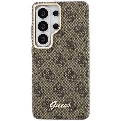 Custodia MagSafe per Samsung Galaxy S26 S942, Guess, 4G Script Logo, Marrone
