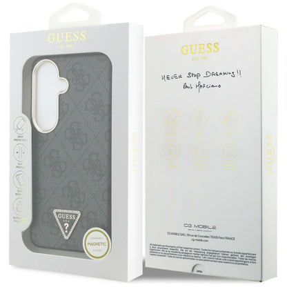Custodia MagSafe per Samsung Galaxy S26 S942, Guess, Logo Triangolo 4G, Nera