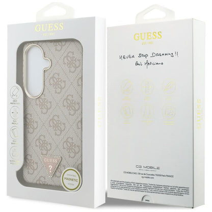Custodia MagSafe per Samsung Galaxy S26 S942, Guess, Logo Triangolo 4G, Rosa