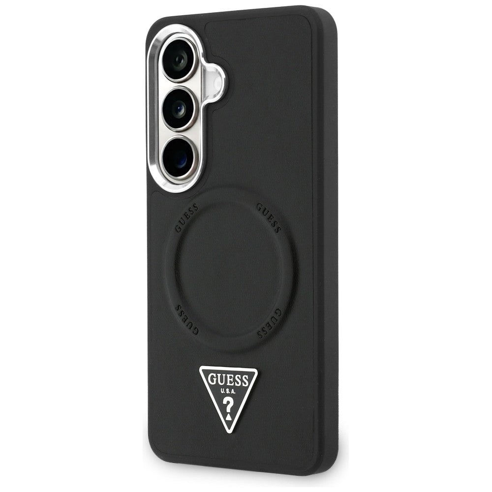 Custodia MagSafe per Samsung Galaxy S26 S942, Guess, Embossed Ring Triangle Logo, Nera