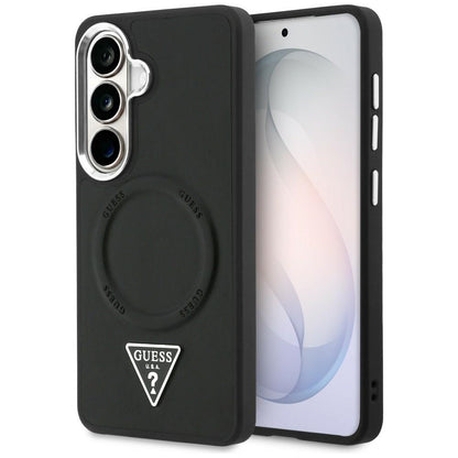 Custodia MagSafe per Samsung Galaxy S26 S942, Guess, Embossed Ring Triangle Logo, Nera