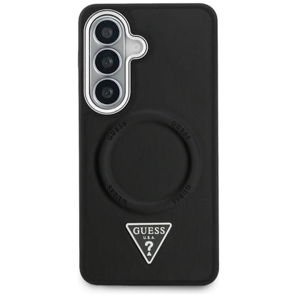 Custodia MagSafe per Samsung Galaxy S26 S942, Guess, Embossed Ring Triangle Logo, Nera