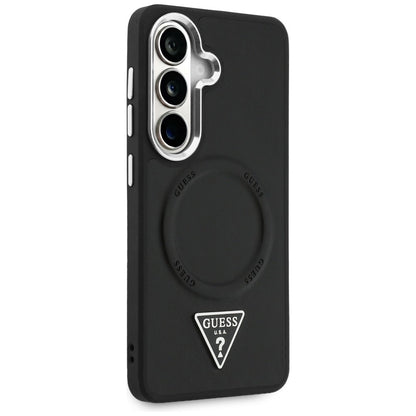 Custodia MagSafe per Samsung Galaxy S26 S942, Guess, Embossed Ring Triangle Logo, Nera